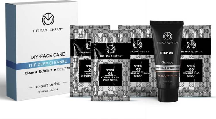 The Man Company DIY- Face Care Deep Cleanse (moisturising cream 2.5 g, cleansing gel 5gm, scrub 5 gm, peel off mask 15 gm, brightening cream 2.5 g)