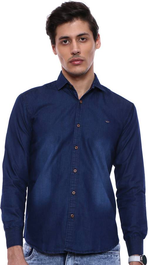 Men Regular Fit Washed, Solid Casual Shirt