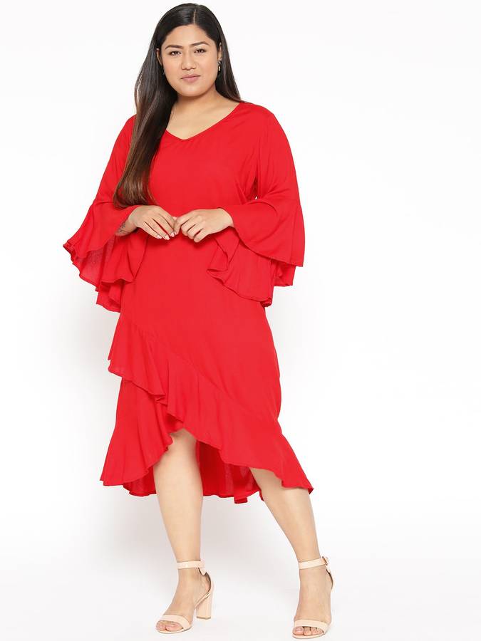 Women Asymmetric Red Dress