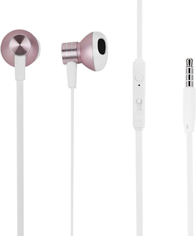 Miniso Metallic In-Ear Headphones (Rose Gold) HD Sound Super Bass Wired Headset