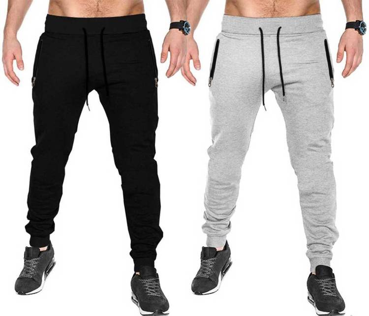 Solid Men Black, Grey Track Pants