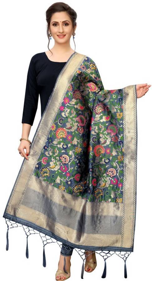 Jacquard Woven Grey Women Dupatta