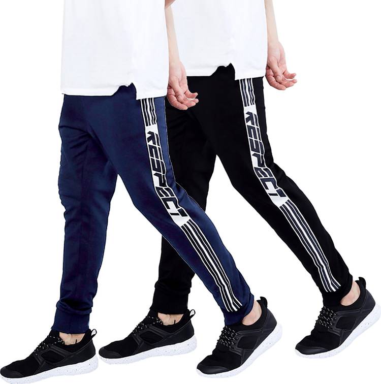 Solid Men Dark Blue, Black Track Pants