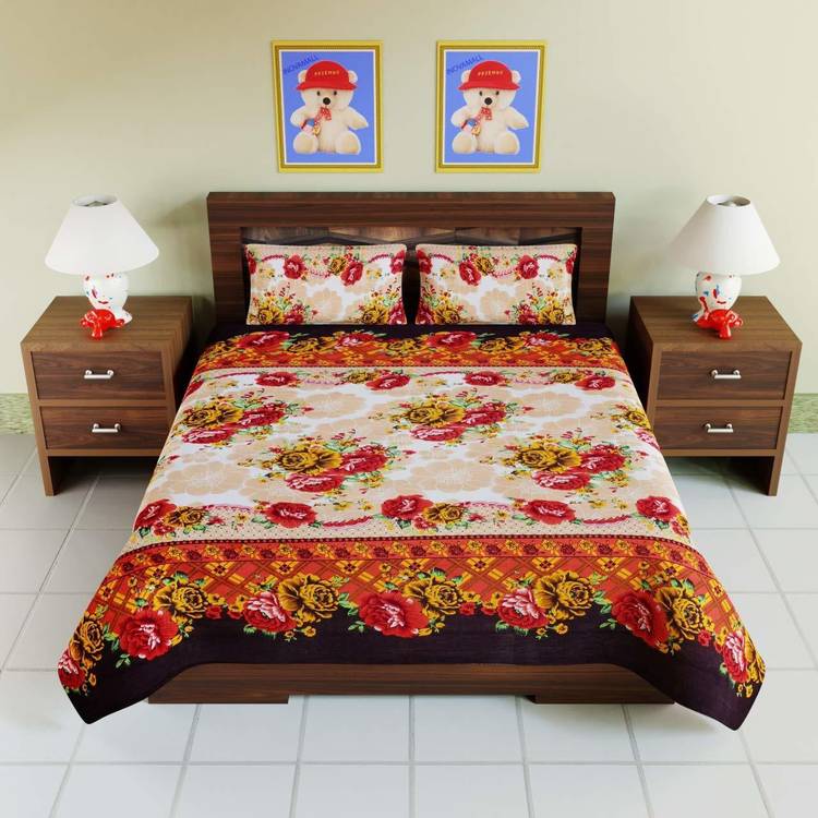 COTTON VILLAS 144 TC Polycotton, Microfiber Double, Double King 3D Printed Bedsheet