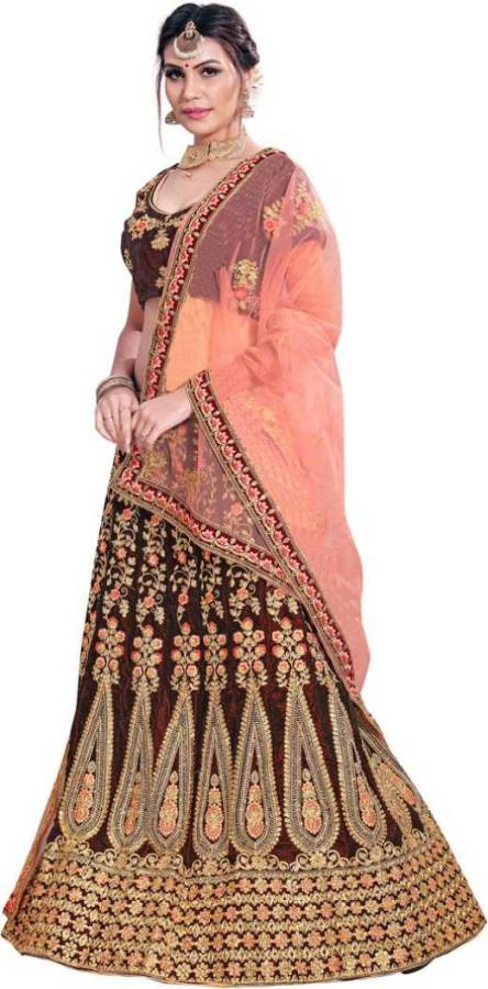 Embroidered Semi Stitched Lehenga Choli Price in India