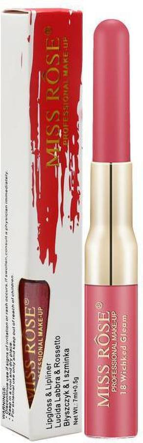 MISS ROSE Lip Gloss With Lip Liner (2in1) 14 Price in India