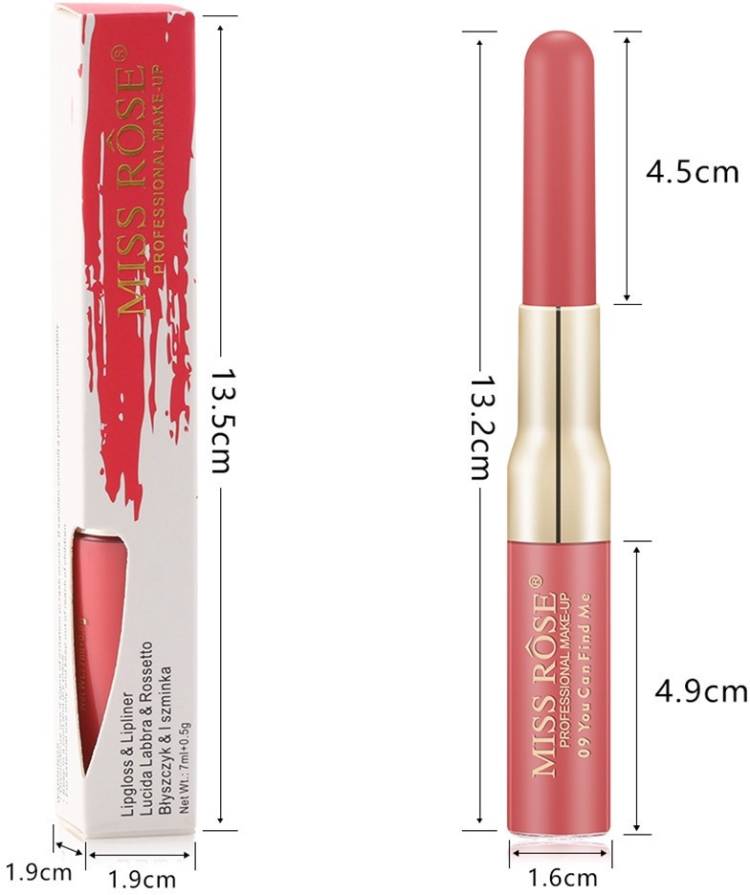 MISS ROSE 2 in 1 Lip Gloss + Lipliner Price in India