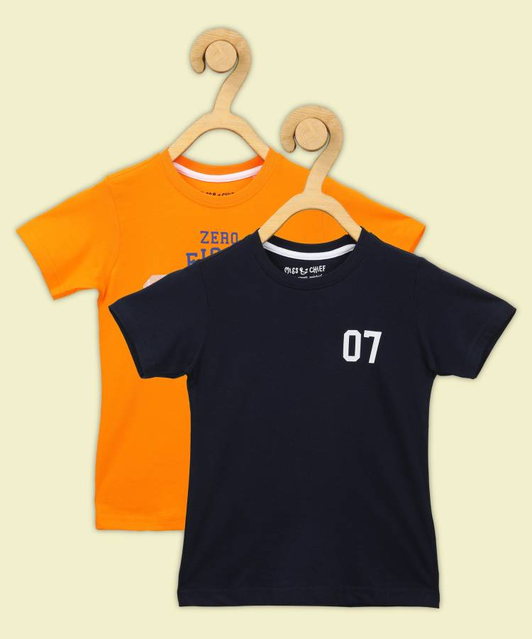 Boys Solid, Printed Pure Cotton T Shirt Price in India