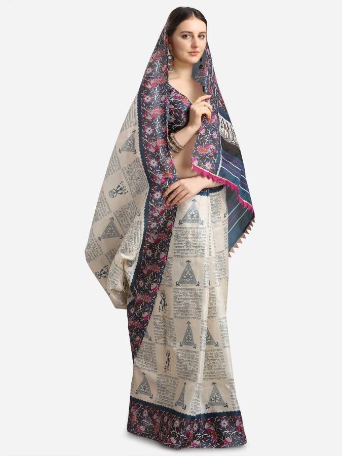 Printed Kalamkari Khadi Silk Saree Price in India