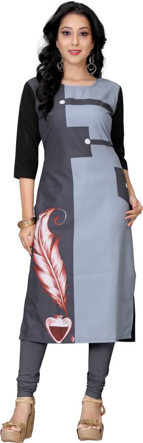 Women Self Design Crepe Straight Kurta