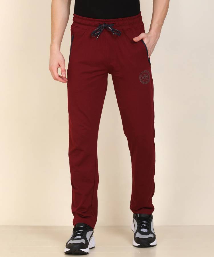 Solid Men Maroon Track Pants