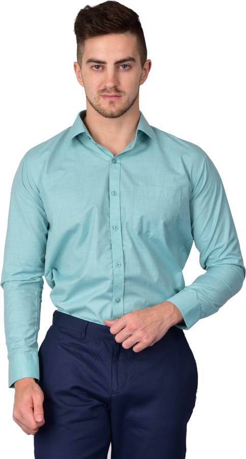 Men Slim Fit Solid Double Collar Formal Shirt