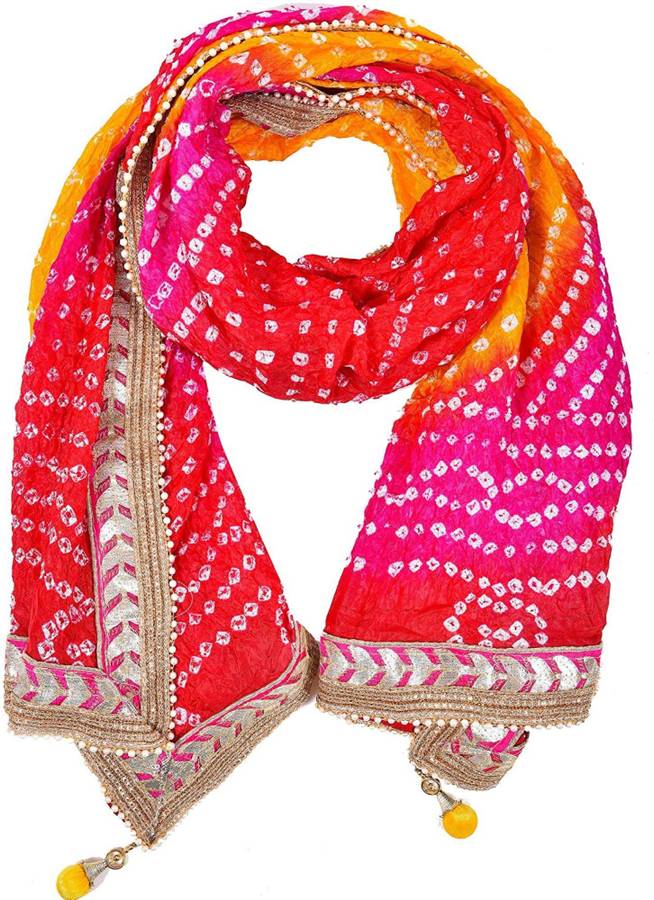 Art Silk Polka Print Multicolor Women Dupatta