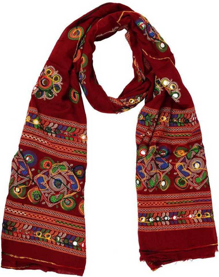 Pure Cotton Embroidered Multicolor, Green, Maroon, Yellow Women Dupatta