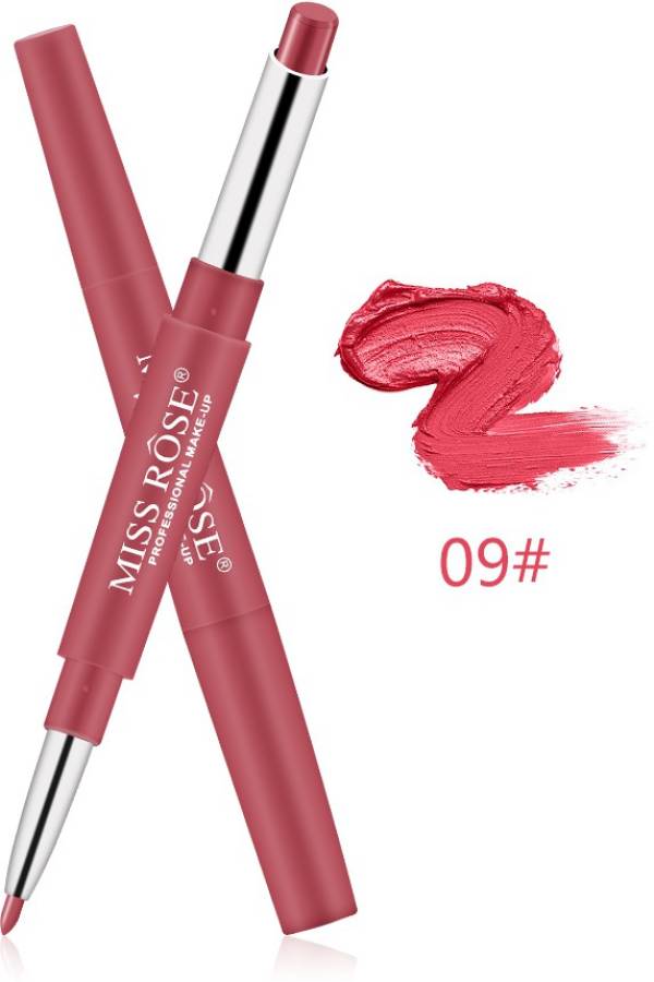 MISS ROSE 2 In 1 Double Ends Lip Liner Pencil Waterproof Matte Lipstick By (9) Price in India