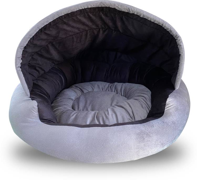 Dogerman Velvet Fabric Dual Color Cave Shape Bed For Small Dogs & Cats M Pet Bed