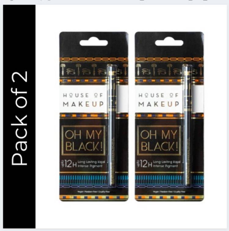 HOUSE OF MAKEUP Oh My Black Waterproof and Smudge-free Black Kajal (Pack of 2) Price in India