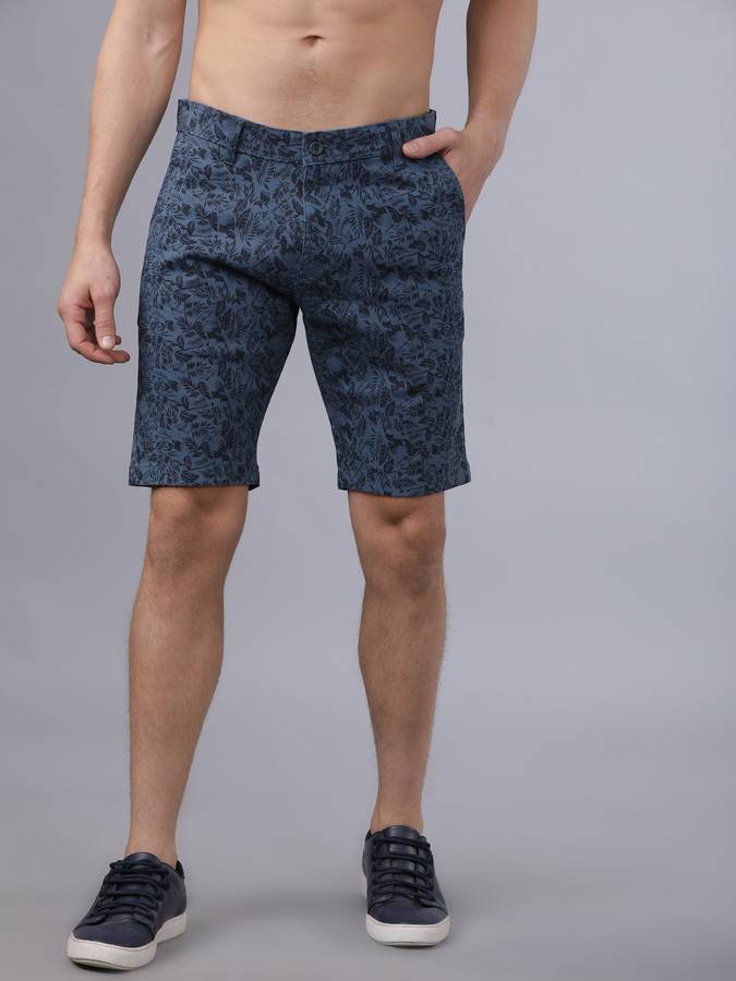 Printed Men Blue Denim Shorts