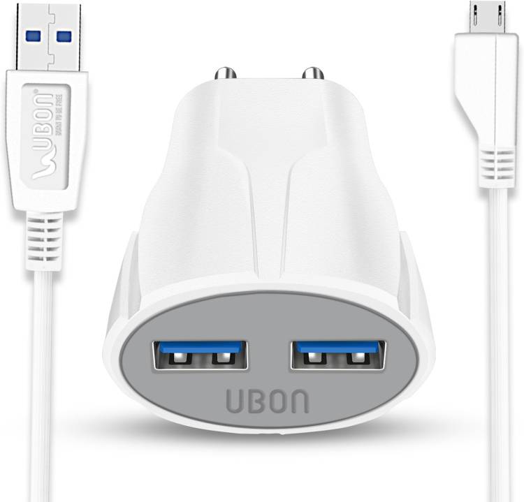 Ubon CH-593 2.4A Wall Charger with detachable Micro-USB Cable True Capacity Fast Charging Power Adapter Compatible with Mobile Phones/Tablets/Smart Devices 2.4 A Multiport Mobile Charger with Detachable Cable