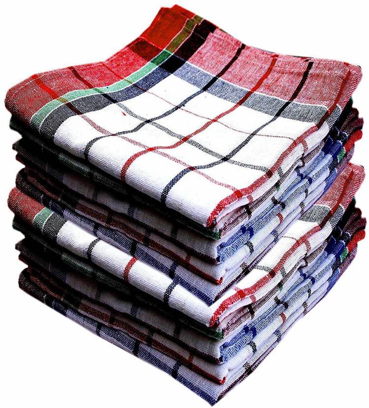 AENON FASHION Cleaning Cloth Multipurpose Kitchen Towels Cotton Dish Napkin - Machine Washable - Multi Coloured Checked Dish Towels, Tea Towels, Table Cloth 18x18 Inch - Pack of 12 Multicolor Napkins