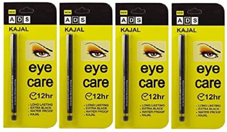 ads EYECARE KAJAL PENCIL, 12 HOUR. EXTRA BLACK. LONG LASTING. WATER PROOF. KAJAL (PACK OF FOUR) Price in India
