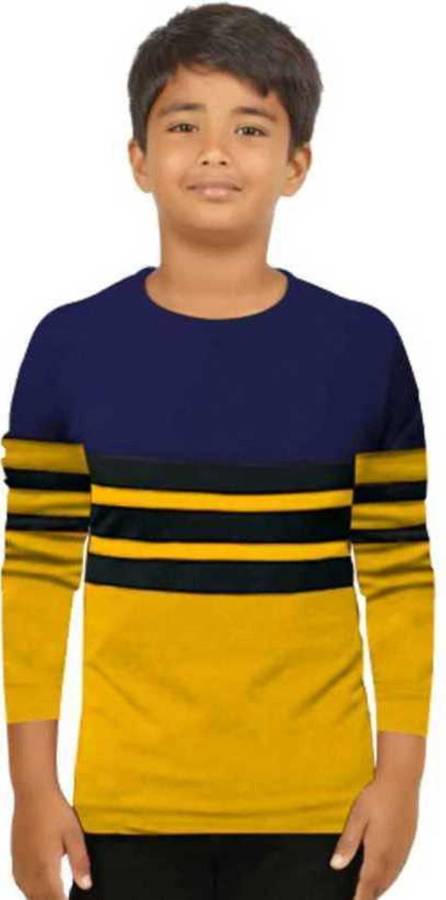 t shirt tshirt for boys casual tees full sleeve tshirts kids Boys Colorblock Pure Cotton T Shirt Price in India