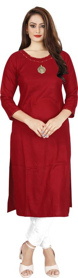 Women Solid Rayon Straight Kurta