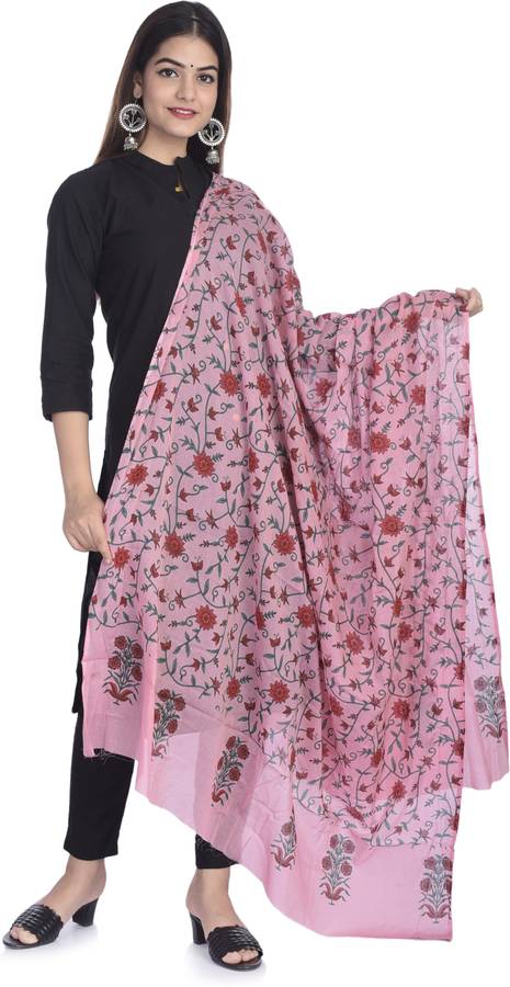 Cotton Blend Floral Print Multicolor Women Dupatta