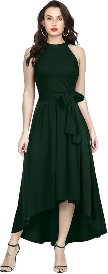 Women Drop Waist Green Dress