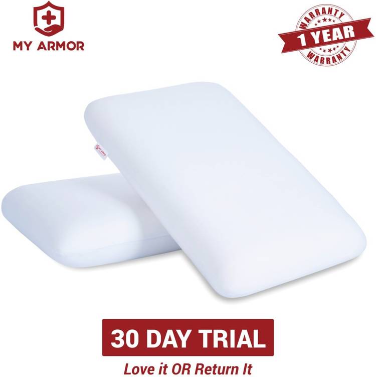MY ARMOR Orthopaedic Queen Size (22" x 14" x 4.5") Memory Foam Solid Sleeping Pillow Pack of 2