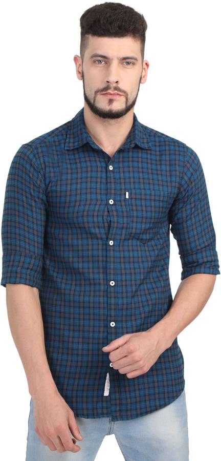 Men Checkered Casual Button Down Shirt