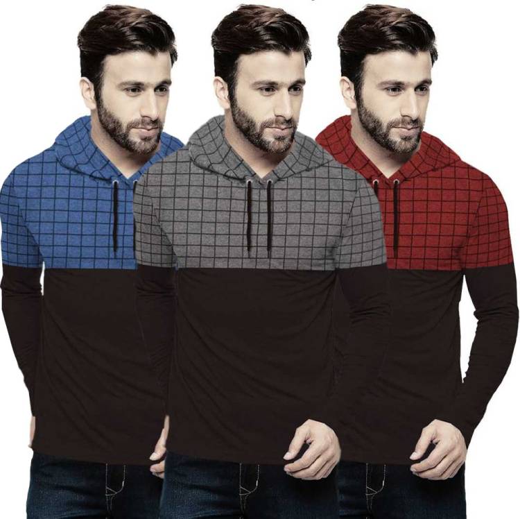 Checkered Men Round Neck Multicolor T-Shirt