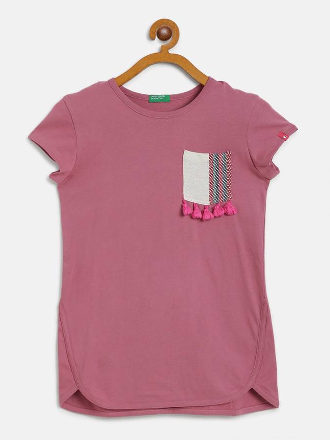 Girls Solid Pure Cotton T Shirt