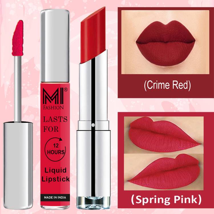 MI FASHION Made in India Lipstick Combo Offers 100% Veg Long Lasting Cruelty Free Code no 1224 Price in India