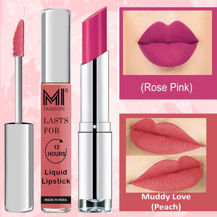 MI FASHION Made in India Lipstick Combo Offers 100% Veg Long Lasting Cruelty Free Code no 1142 Price in India