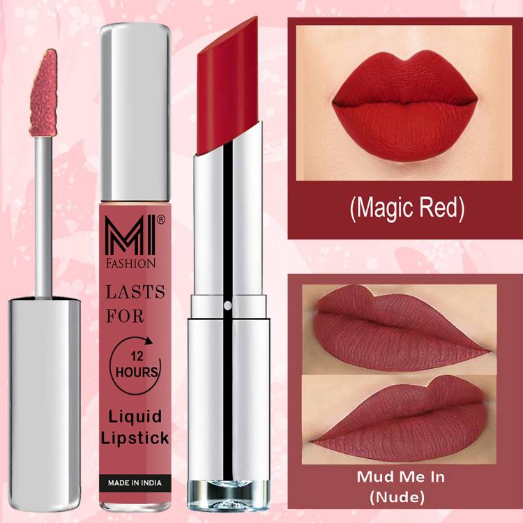 MI FASHION Made in India Lipstick Combo Offers 100% Veg Long Lasting Cruelty Free Code no 1072 Price in India