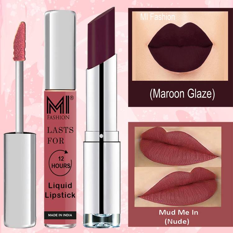 MI FASHION Made in India Lipstick Combo Offers 100% Veg Long Lasting Cruelty Free Code no 1061 Price in India