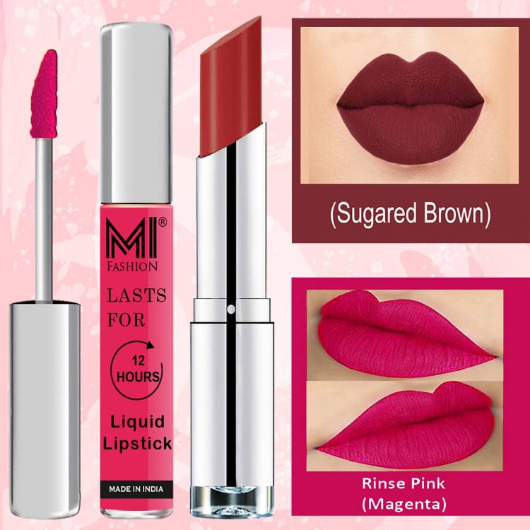 MI FASHION Made in India Lipstick Combo Offers 100% Veg Long Lasting Cruelty Free Code no 1032 Price in India