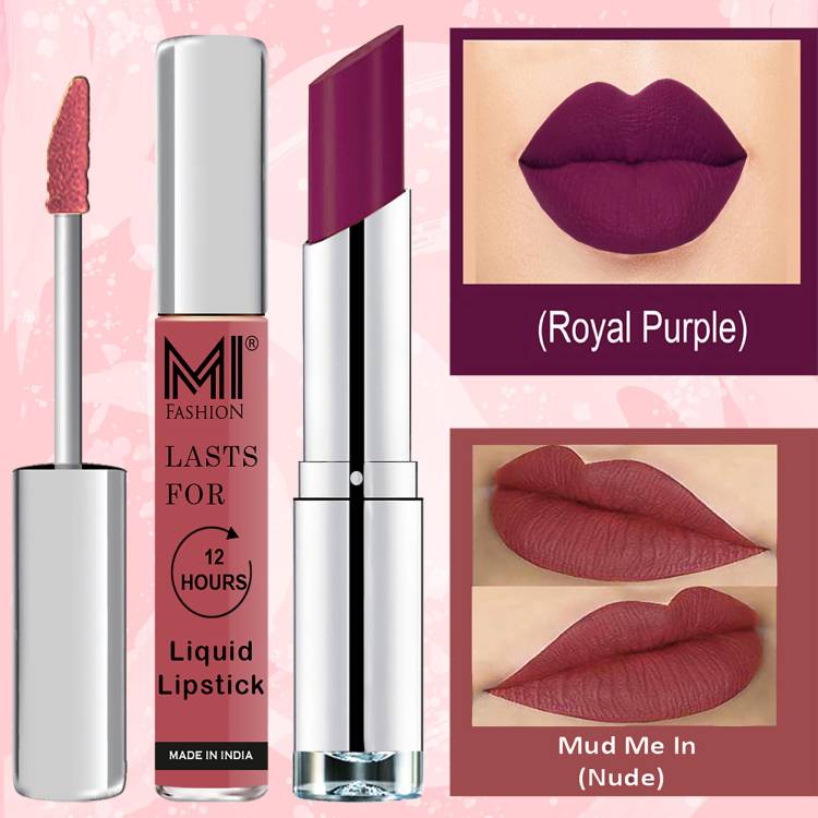 MI FASHION Made in India Lipstick Combo Offers 100% Veg Long Lasting Cruelty Free Code no 1054 Price in India