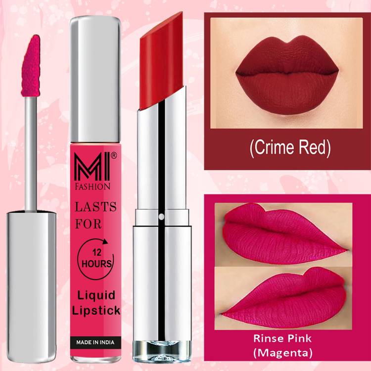 MI FASHION Made in India Lipstick Combo Offers 100% Veg Long Lasting Cruelty Free Code no 1048 Price in India