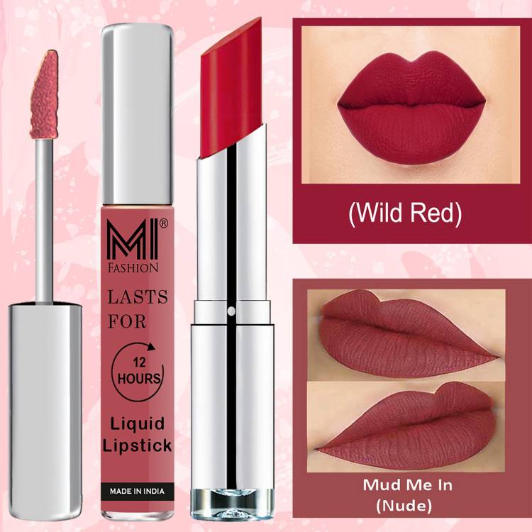 MI FASHION Made in India Lipstick Combo Offers 100% Veg Long Lasting Cruelty Free Code no 1070 Price in India