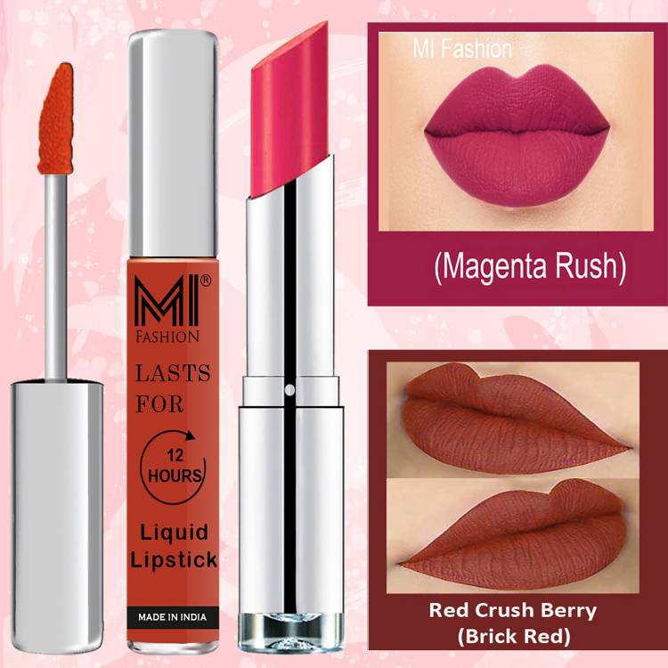 MI FASHION Made in India Lipstick Combo Offers 100% Veg Long Lasting Cruelty Free Code no 870 Price in India