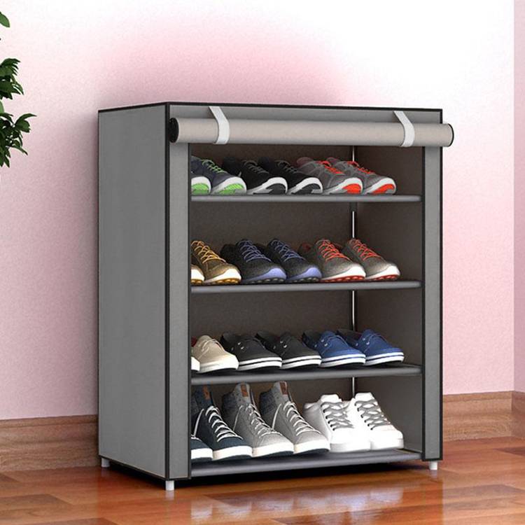 Sasimo 1-Door 4-Shelf Fabric Metal Collapsible Shoe Stand