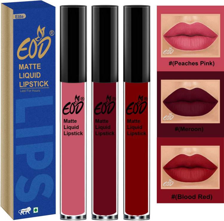 EOD Long Lasting Made in India Liquid Matte Lipsticks Combo Offer Set of 3 Set no 412 Price in India