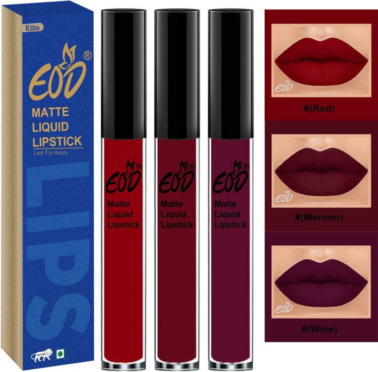 EOD Long Lasting Made in India Liquid Matte Lipsticks Combo Offer Set of 3 Set no 340 Price in India