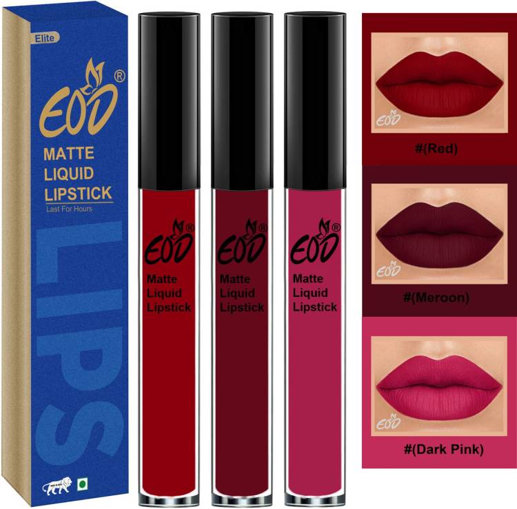 EOD Long Lasting Made in India Liquid Matte Lipsticks Combo Offer Set of 3 Set no 345 Price in India