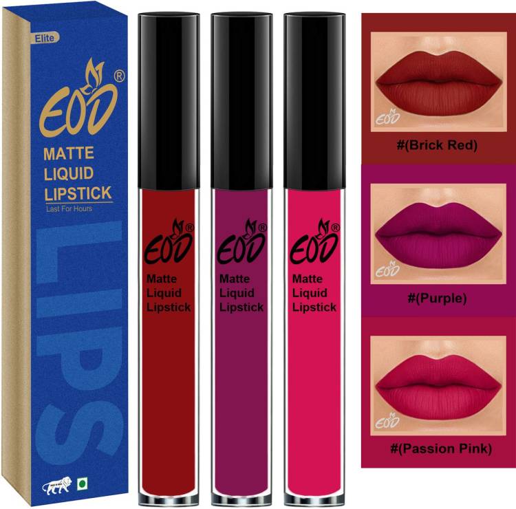 EOD Long Lasting Made in India Liquid Matte Lipsticks Combo Offer Set of 3 Set no 588 Price in India