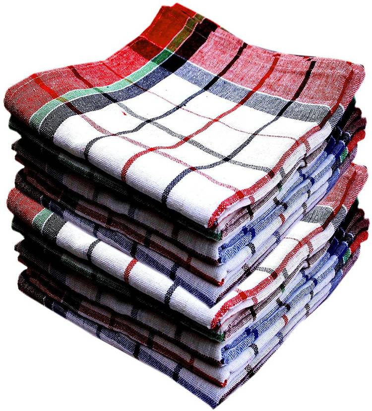 Mohprit Highly Absorbent Big Size 20X20inch 100% Cotton Multipurpose Kitchen, Chapatis Napkin and Cleaning, Cloth, Duster Set of 12 Multi Color Striped Multicolor Napkins