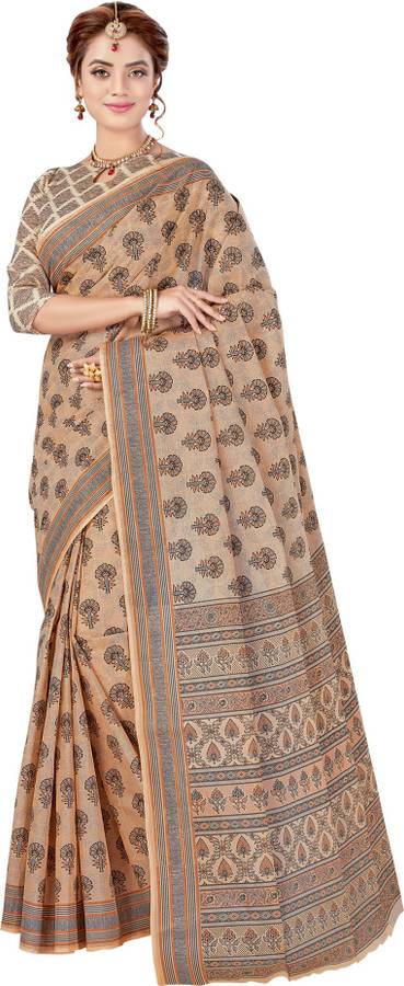 Printed, Geometric Print Fashion Pure Cotton Saree