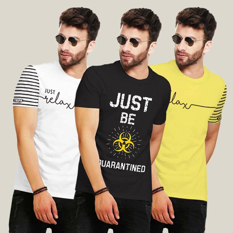 Printed Men Round Neck Multicolor T-Shirt